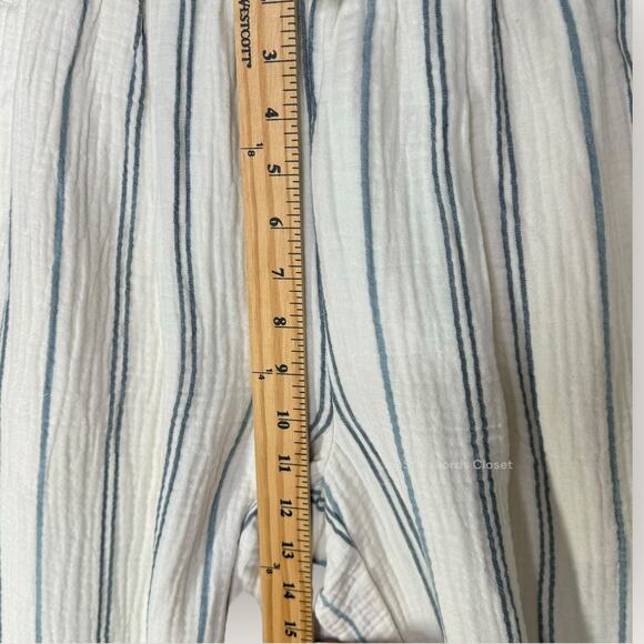 Madewell Untailored Wide-Leg Crop Pant | XXS | White Blue Striped Summer Pants - Picture 9 of 14